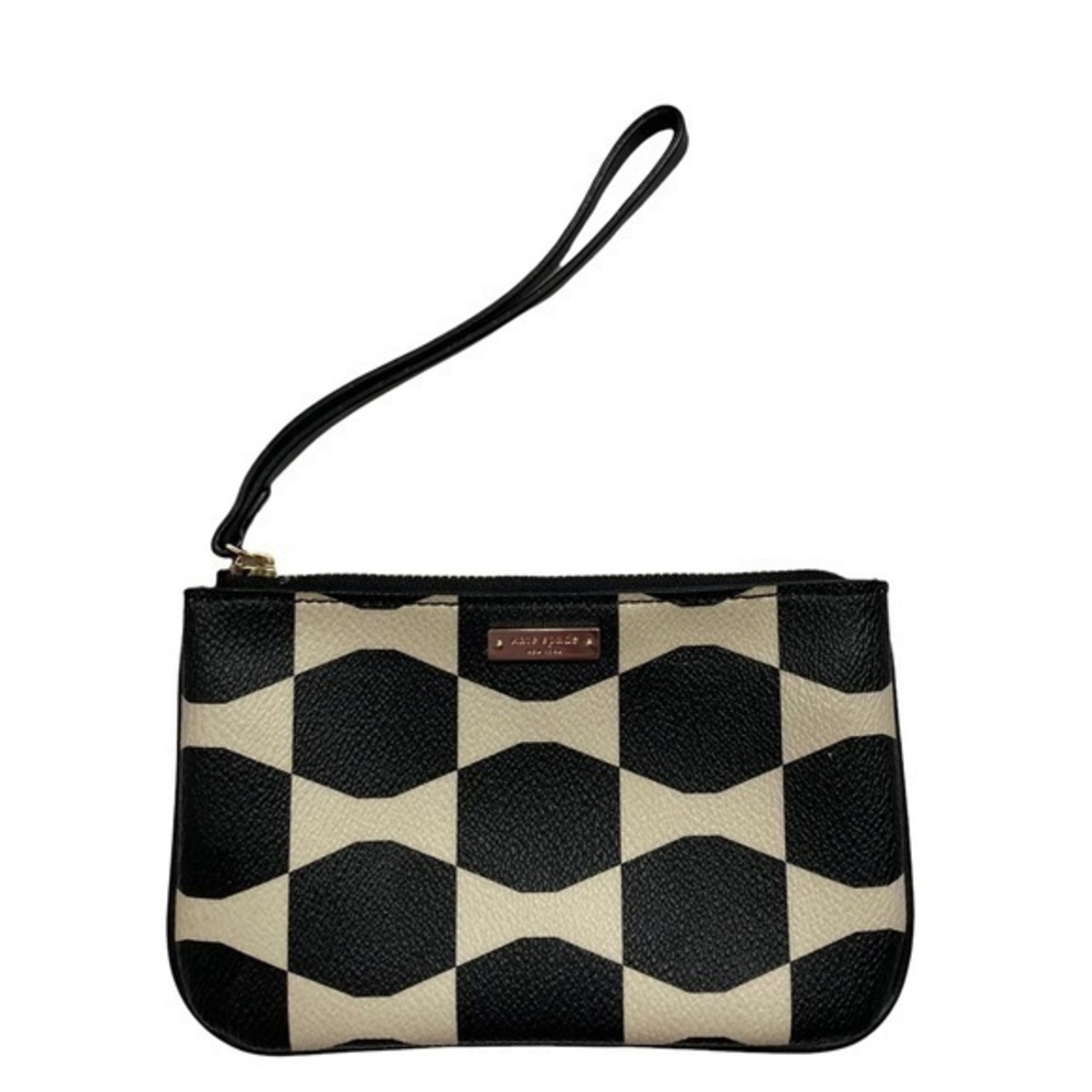 Kate spade cream black bow pattern wristlet bag